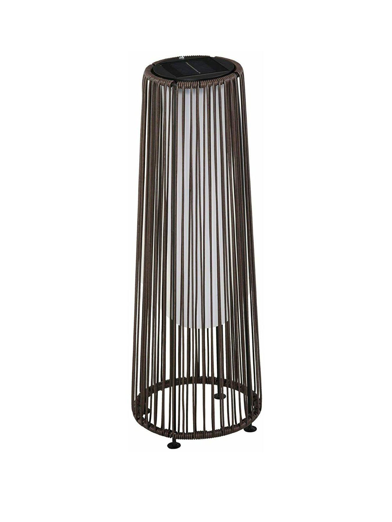 undefined Patio Garden Solar Powered Lights Woven Resin Wicker Lantern Auto On/Off