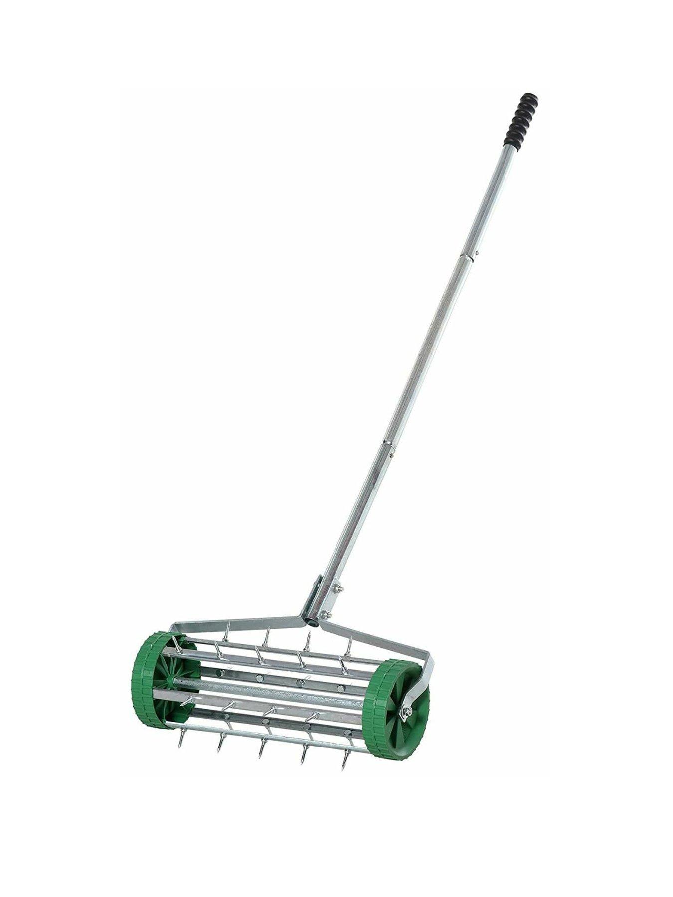 Product photograph of Outsunny Metal 5 Spike Lawn Aerator Roller Green from very.co.uk