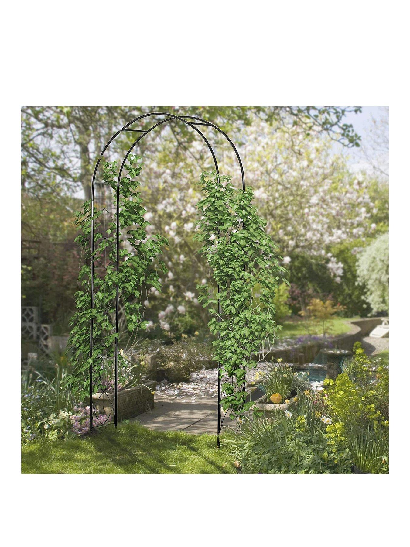 undefined Steel Frame Outdoor Arbor  &  Trellis Garden Arch Black