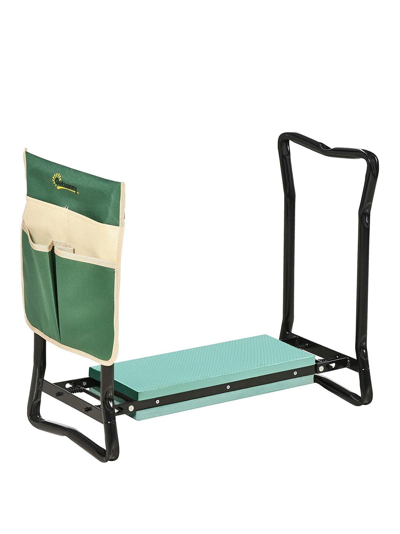 Product photograph of Outsunny Steel Frame Gardening Kneeler Seat W Pouch Green from very.co.uk