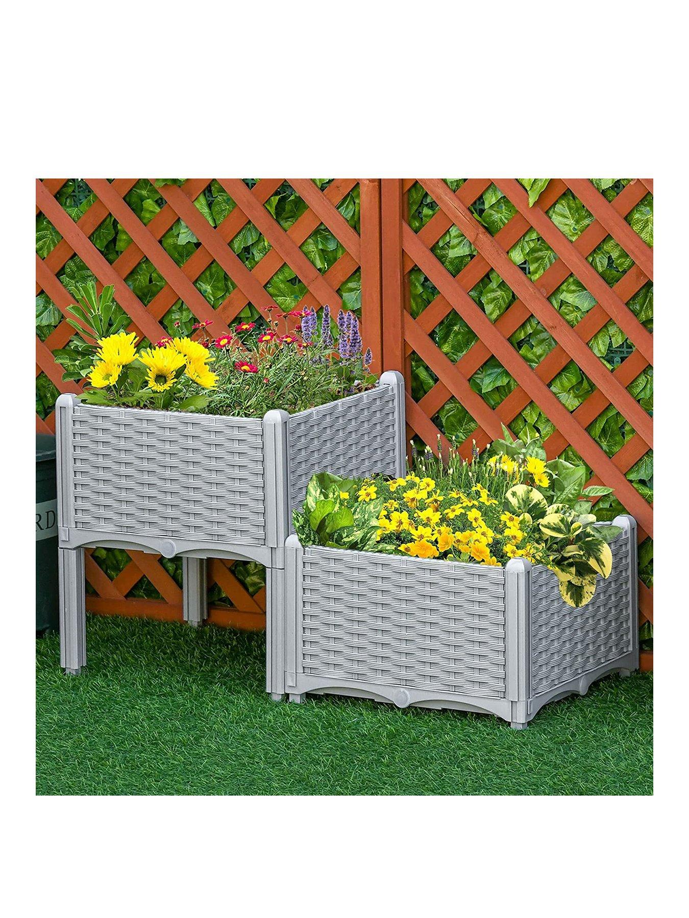 Product photograph of Outsunny Raised Flower Bed Vegetable Herb Plant Stand Lightweight - 40l X 40w X 44h Cm from very.co.uk