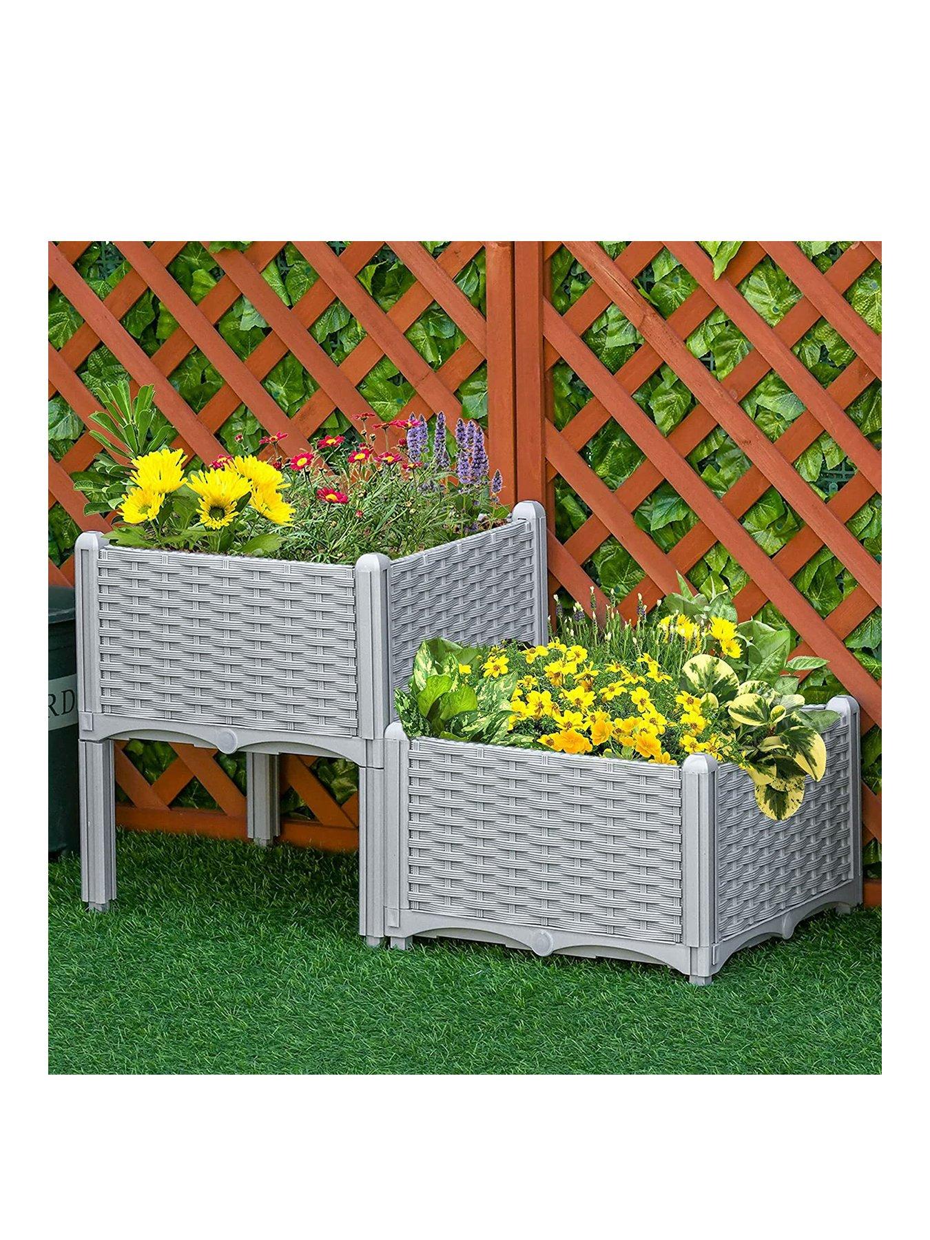 Image 1 of 7 of OutSunny Raised Flower Bed Vegetable Herb Plant Stand Lightweight - 40L x 40W x 44H CM