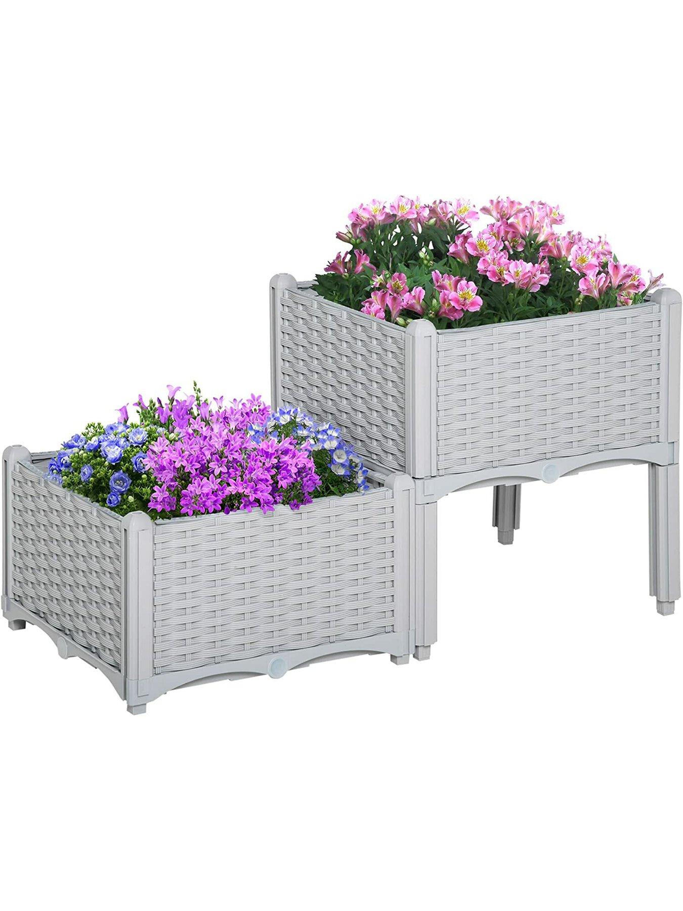 Image 2 of 7 of OutSunny Raised Flower Bed Vegetable Herb Plant Stand Lightweight - 40L x 40W x 44H CM