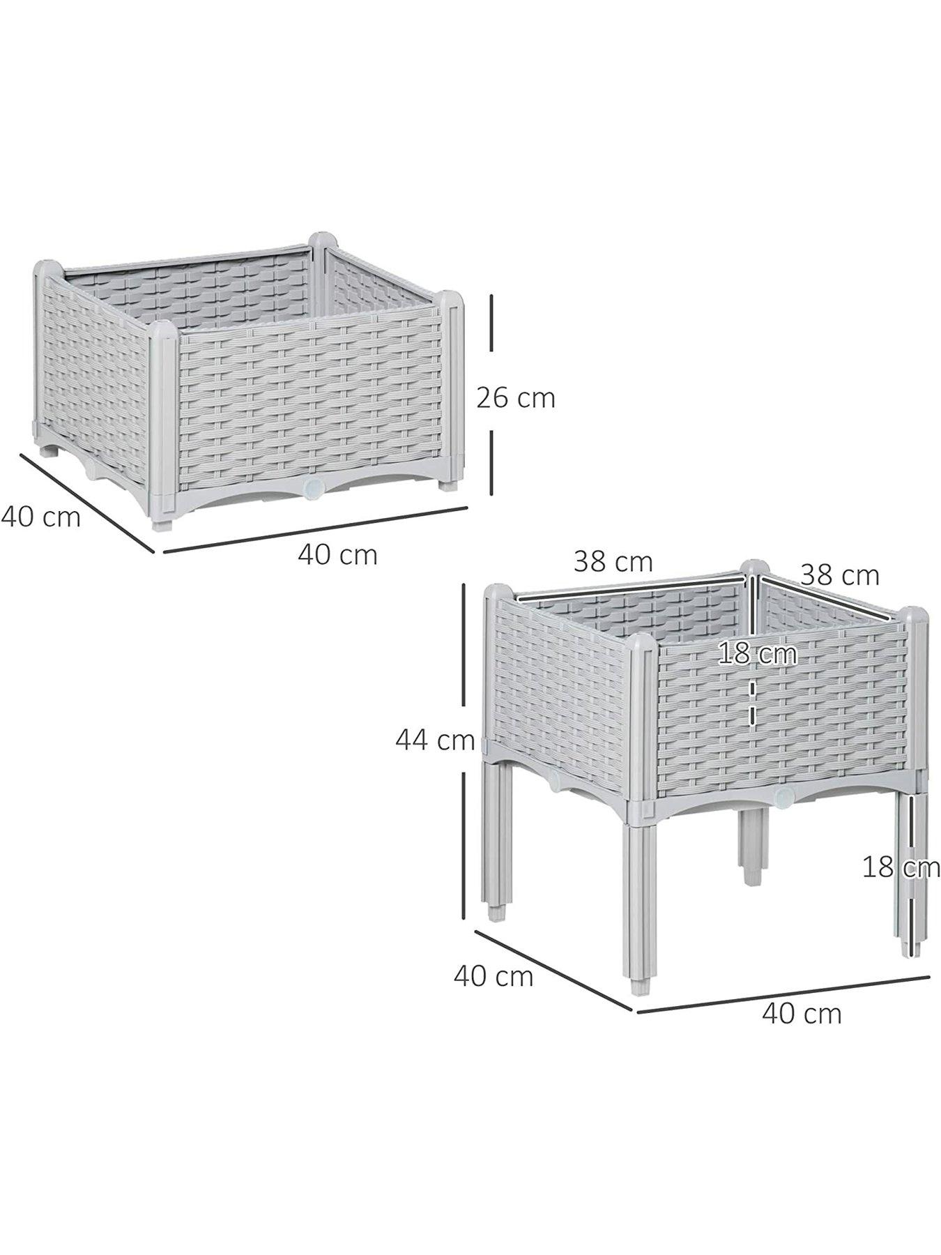 Image 3 of 7 of OutSunny Raised Flower Bed Vegetable Herb Plant Stand Lightweight - 40L x 40W x 44H CM