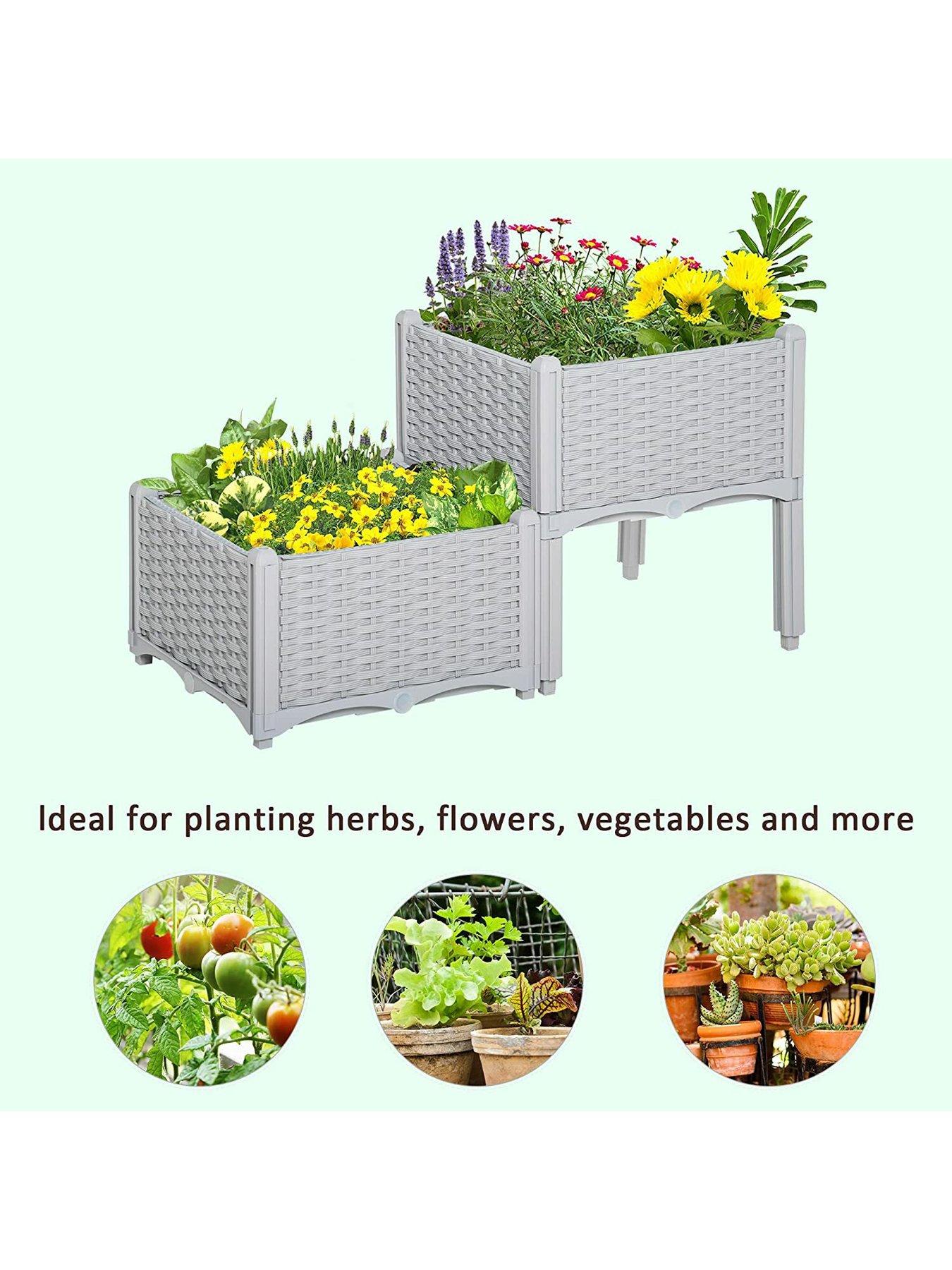 Image 6 of 7 of OutSunny Raised Flower Bed Vegetable Herb Plant Stand Lightweight - 40L x 40W x 44H CM