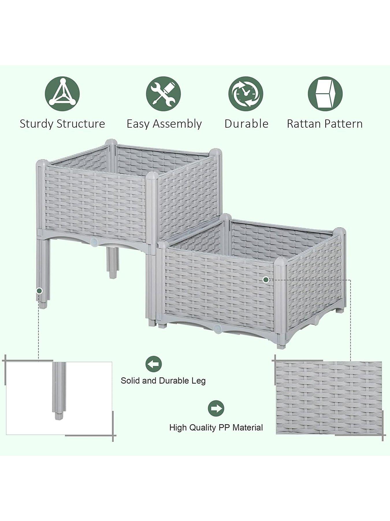 Image 7 of 7 of OutSunny Raised Flower Bed Vegetable Herb Plant Stand Lightweight - 40L x 40W x 44H CM
