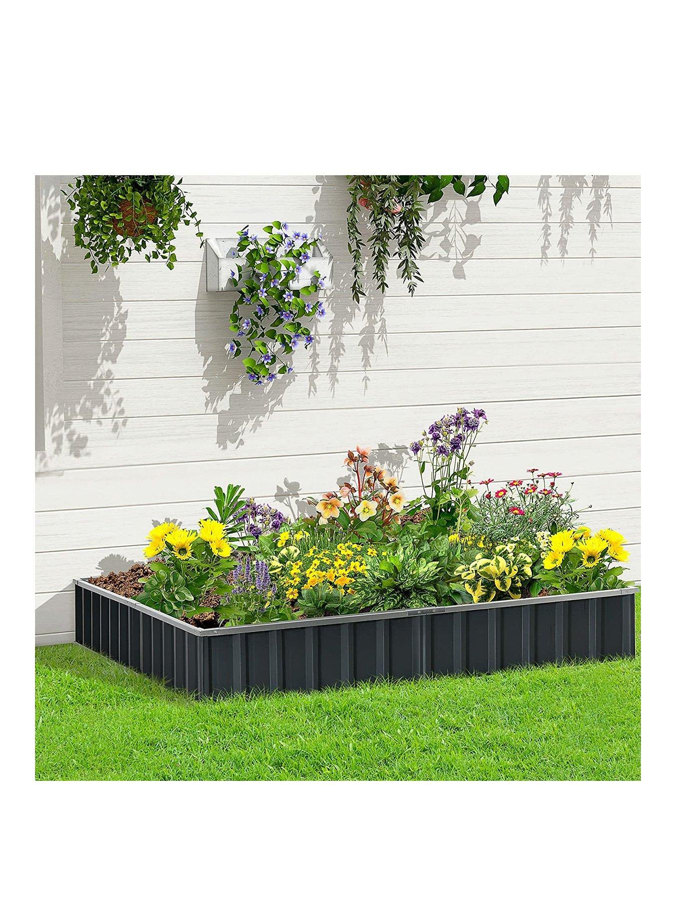 undefined Metal Raised Garden Bed No Bottom DIY Large Steel Planter Box w/ Gloves