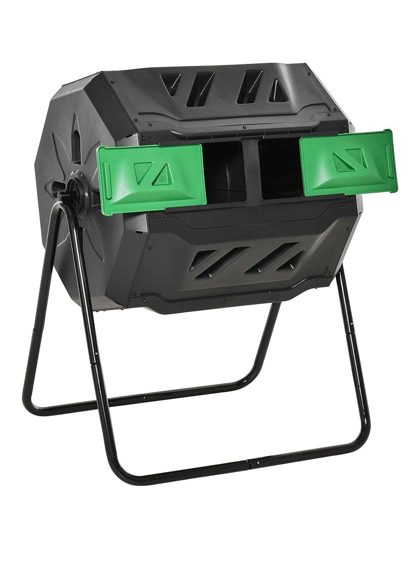 Product photograph of Outsunny Garden Compost Bin Dual Tumbler Rotating Outdoor Composter With Sliding Doors from very.co.uk