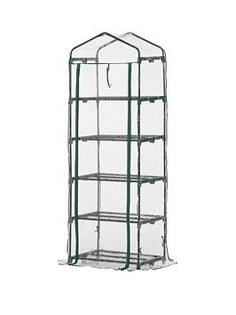 Outsunny 5-Tier Mini Greenhouse - Outdoor Flower Stand, Pvc Cover, Portable 69 X 49 X 193Cm