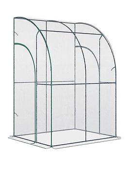 Product photograph of Outsunny Outdoor Walk-in Lean To Wall Tunnel Greenhouse W Zippered Roll Up Door Pvc Cover Clear Green 143cm X 118cm X 212cm from very.co.uk