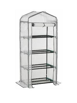 Product photograph of Outsunny Portable 4-tier Mini Greenhouse Plant Grow House Shed W Clear Cover Outdoor from very.co.uk