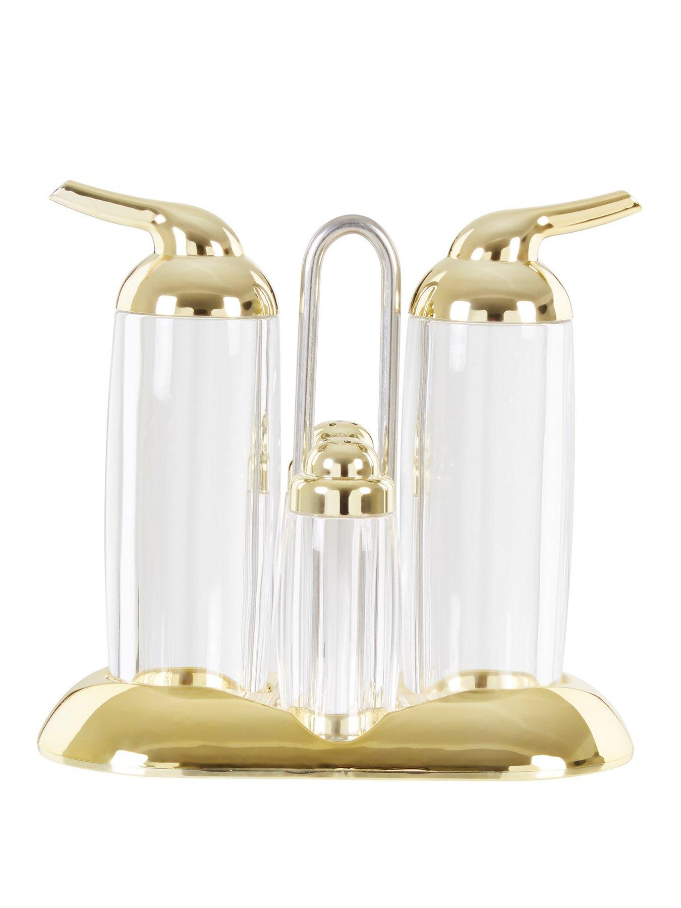 Product photograph of Premier Housewares Gozo Transparent Oil And Vinegar Dispenser Set In Gold from very.co.uk