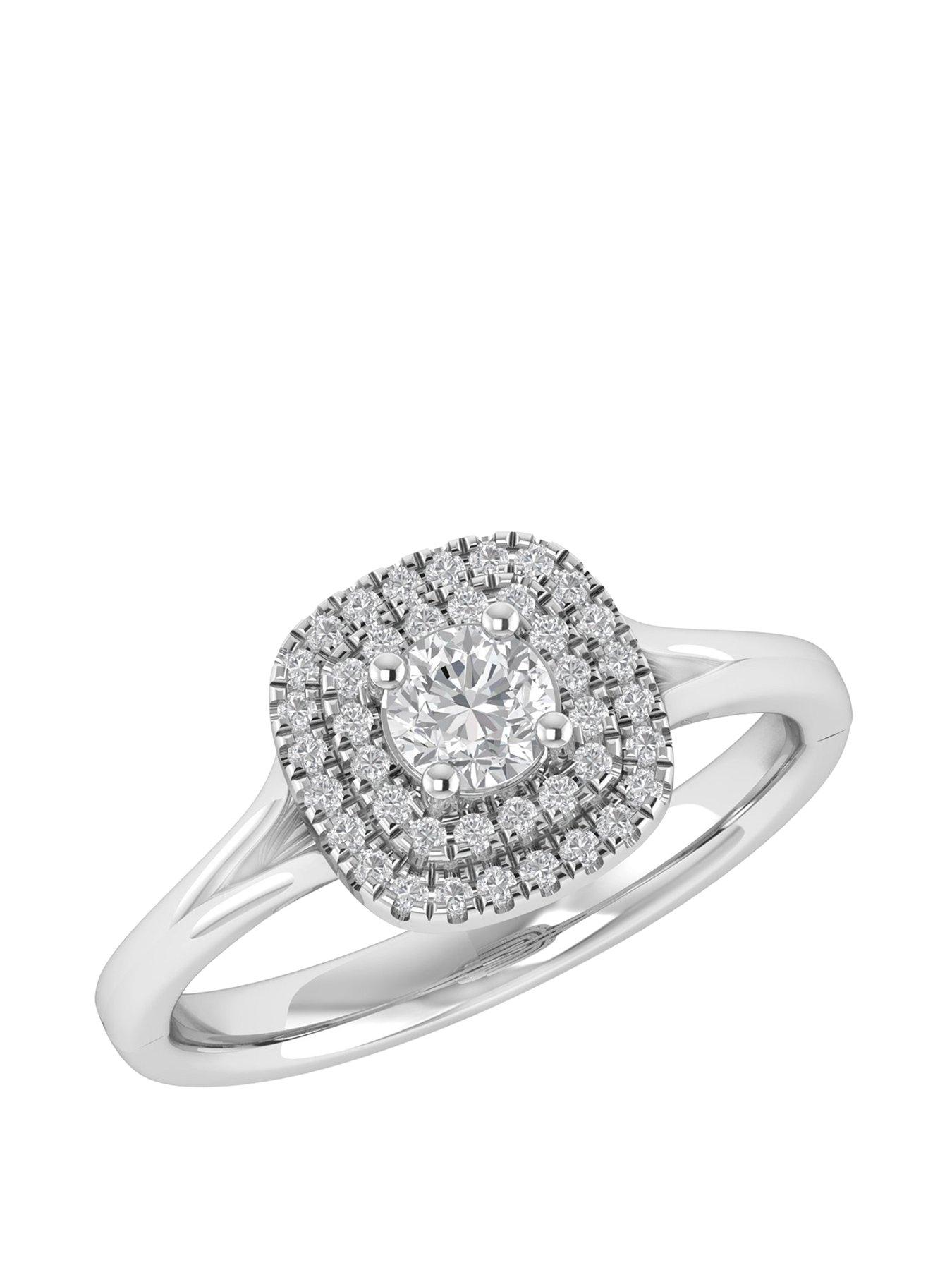 Love DIAMOND 9ct White Gold 0.45ct Diamond Square Engagement Ring