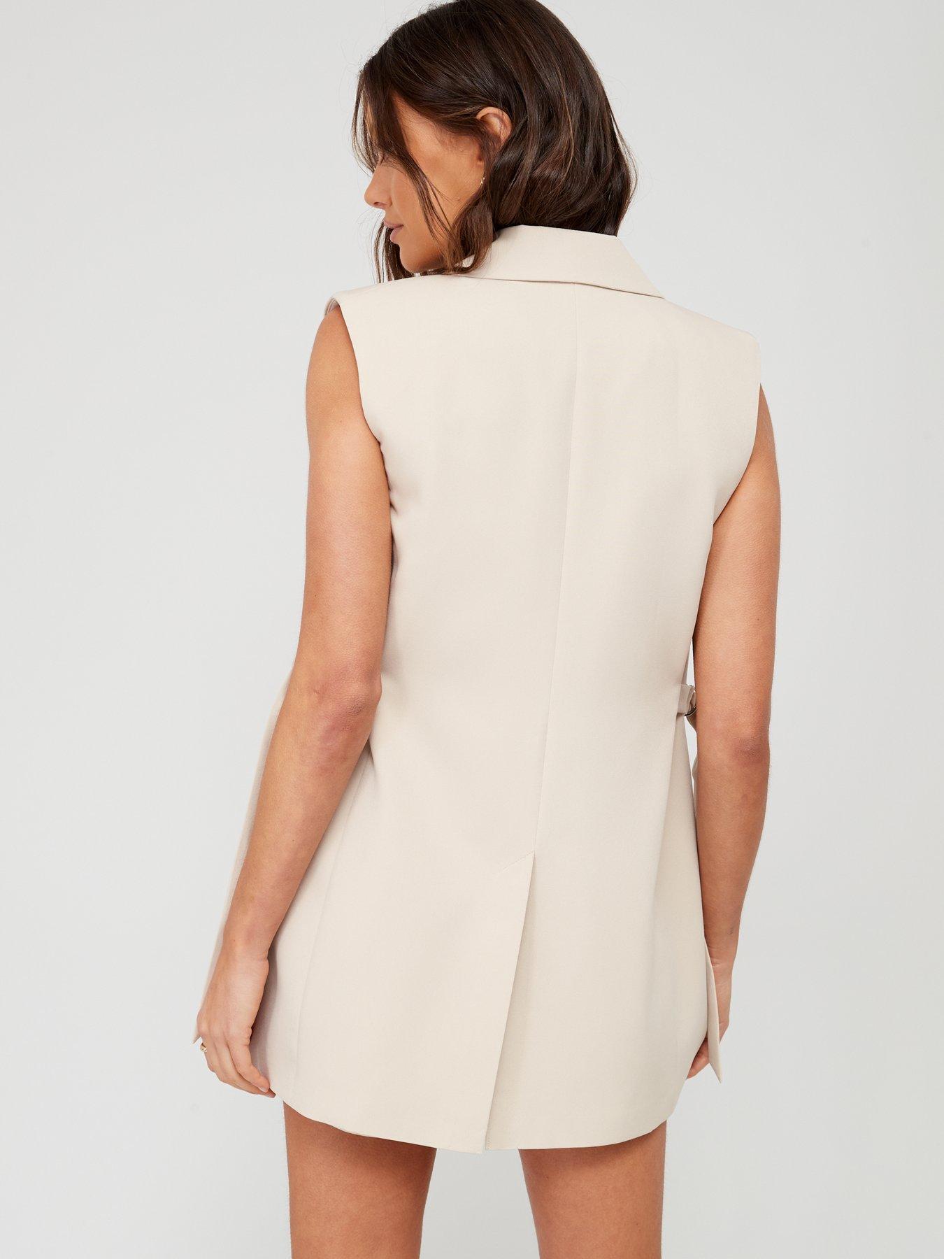 Beige sleeveless blazer clearance