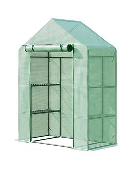 Product photograph of Outsunny Walk-in Greenhouse For Outdoor Portable Gardening Plant Grow House With 2 Tier Shelf Roll-up Zippered Door Pe Cover 141 X 72 X 191cm Green from very.co.uk