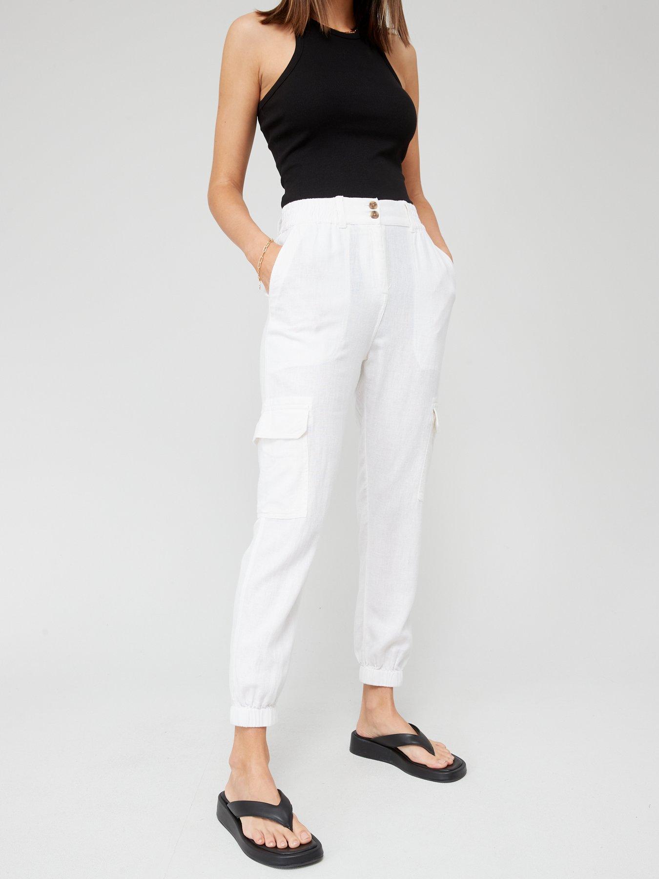 River Island Wide Leg Trousers - White