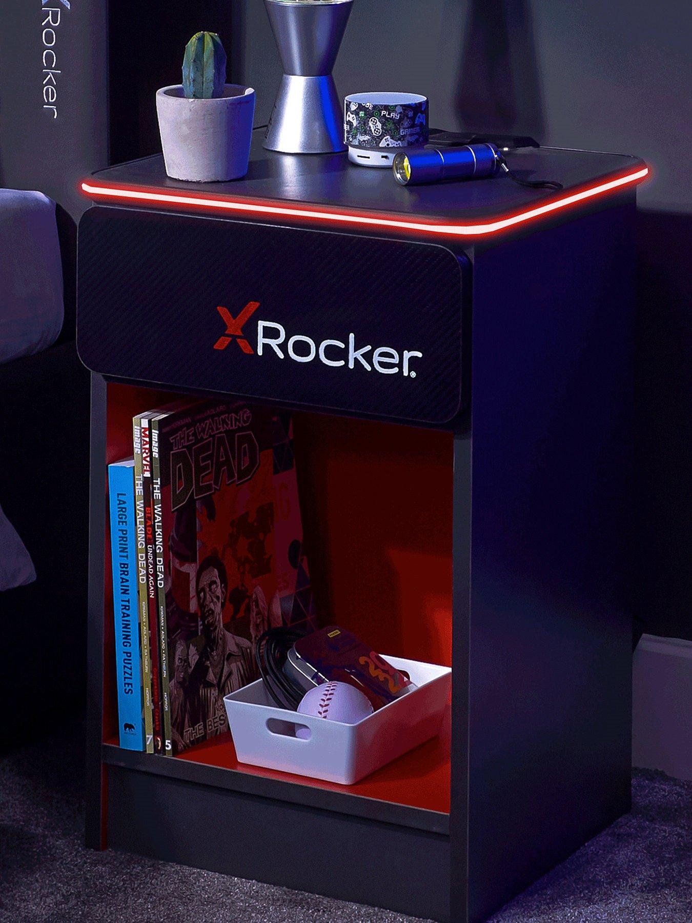 X Rocker Carbon-Tek Side Table With Neo Led Lighting And Wireless Phone Charging