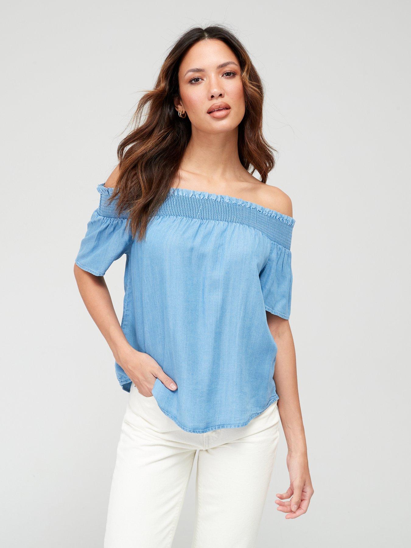 Blue best sale bardot top