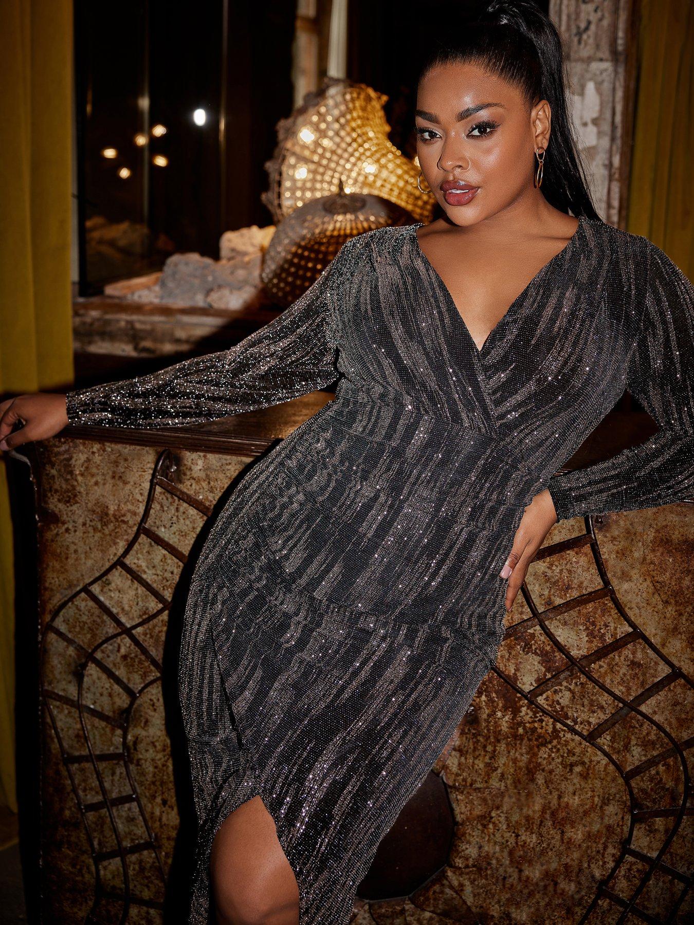 Black and silver sequin dress best sale plus size