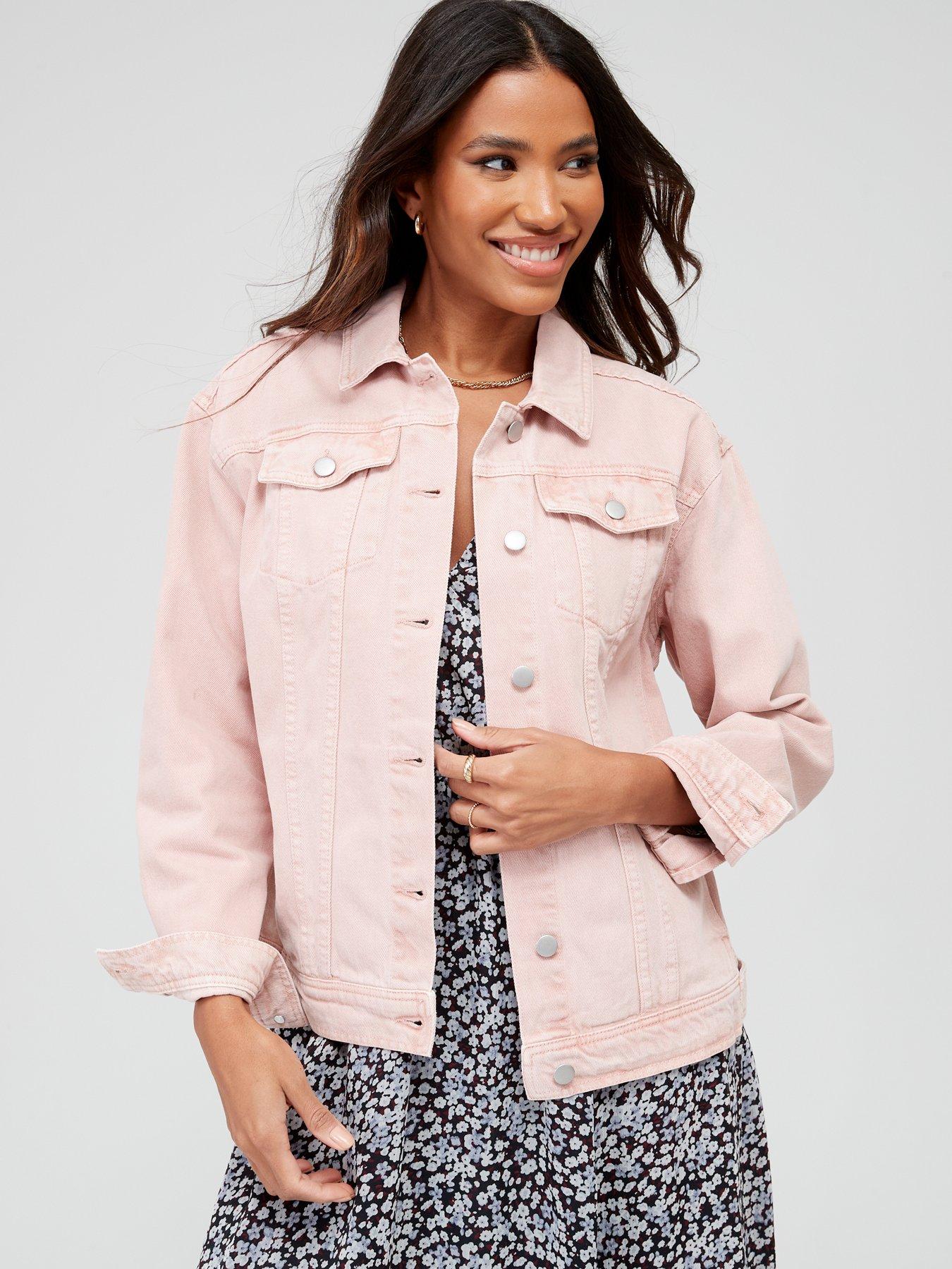 Pink denim shop jacket size 18