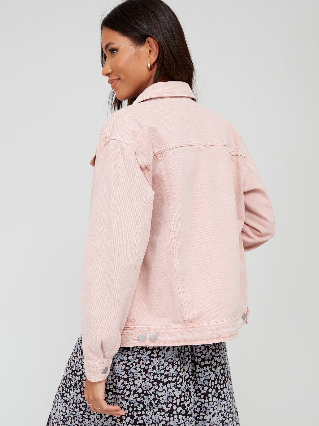 V by Very Boyfriend Denim Jacket Pink very.co.uk