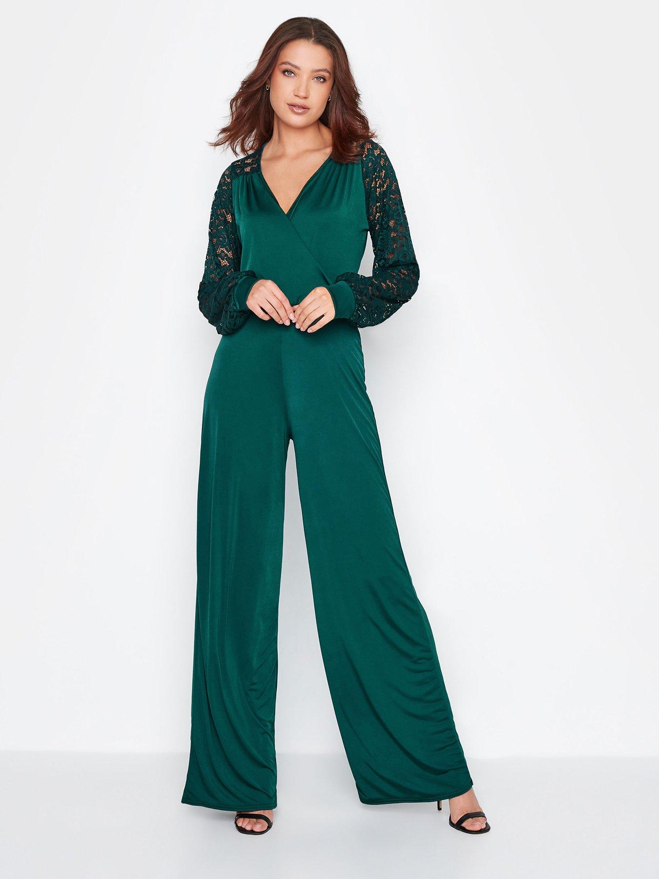 hunter green long sleeve jumpsuit