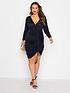  image of yours-party-gathered-wrap-dress-blue