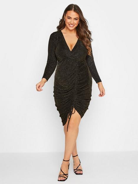 yours-party-gathered-wrap-dress-gold
