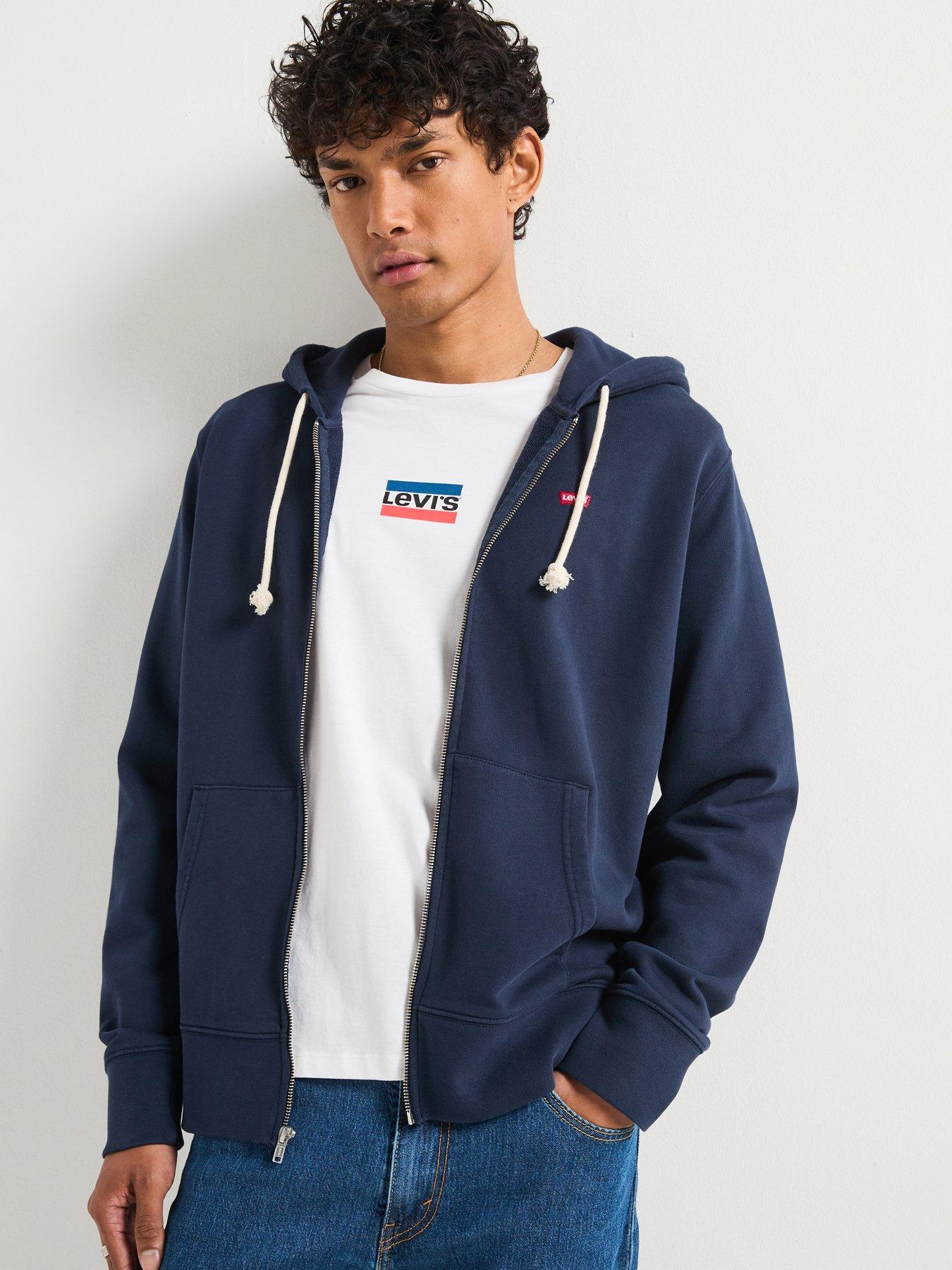 undefined Original Small Logo Zip Through Hoodie - Blue