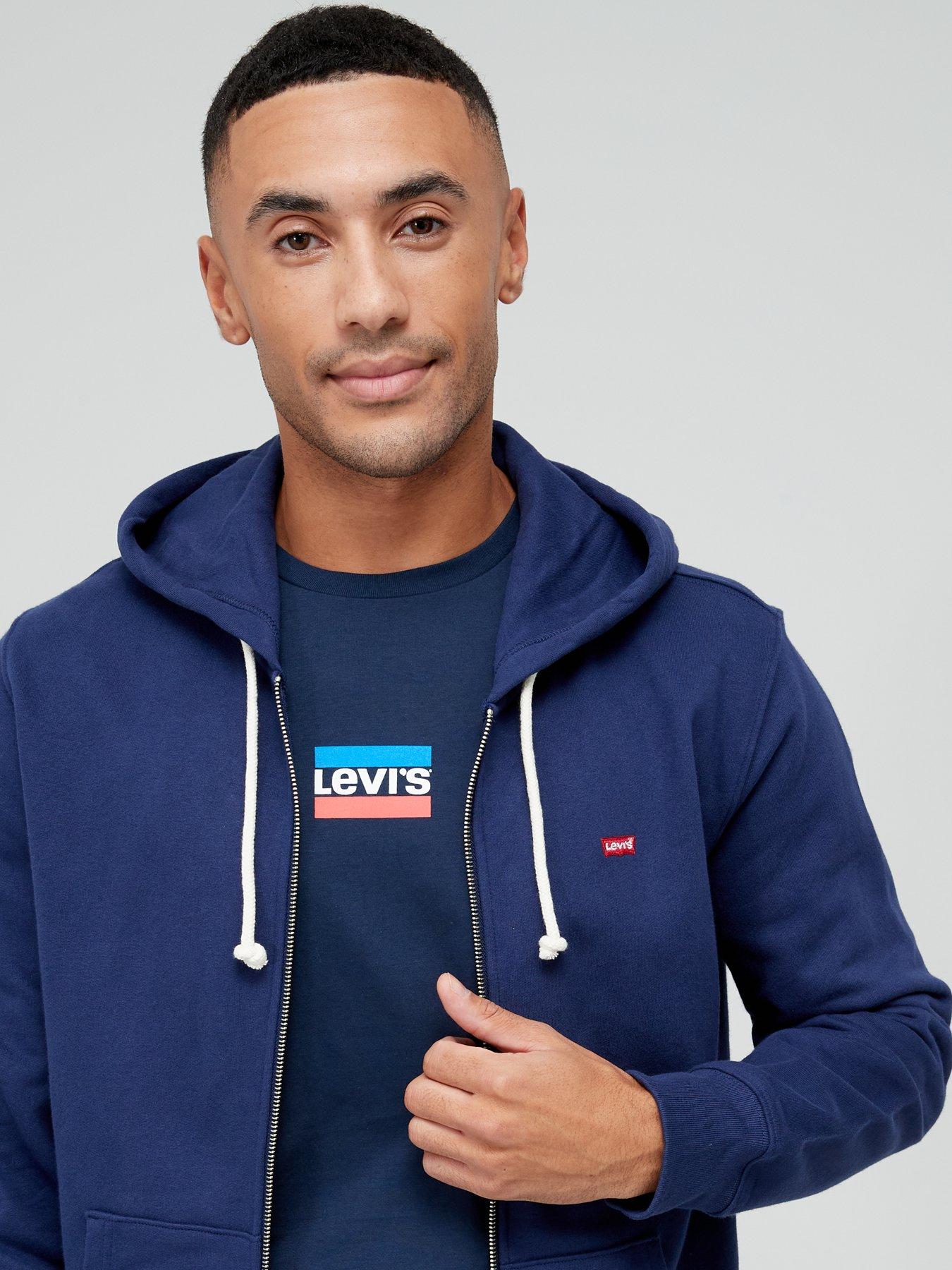 Levi s Original Small Logo Zip Through Hoodie Blue Very