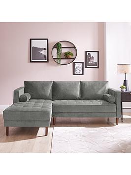 Product photograph of Very Home New Orleans 3 Seater Left Hand Chaise Sofa - Grey from very.co.uk