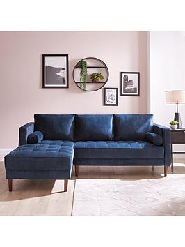 Product photograph of Very Home New Orleans 3 Seater Left Hand Chaise - Navy from very.co.uk