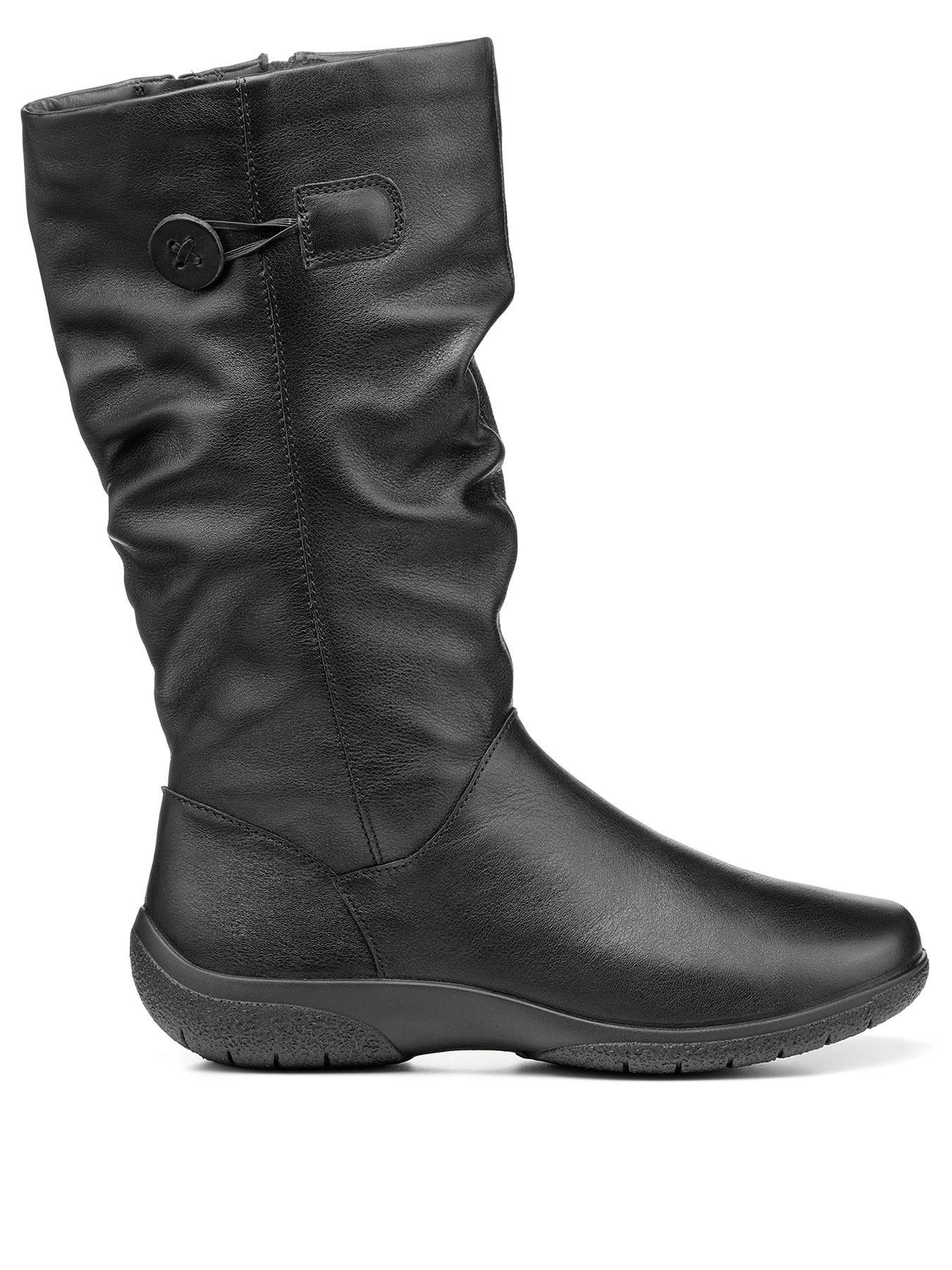 Hotter Derrymore Ii Leather Wide Fit Ruched Knee Boots | very.co.uk