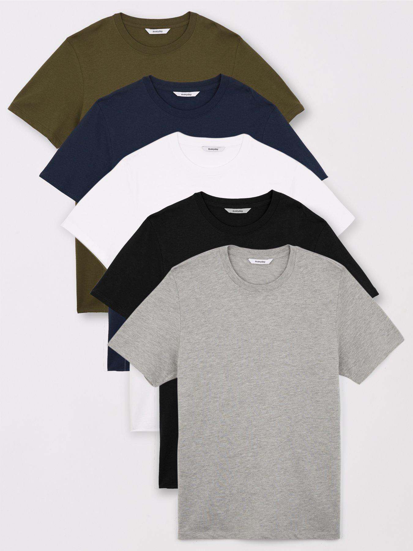 Image 1 of 6 of Very Man 5 Pack Crew T-shirt - Khaki/navy/white/black/grey