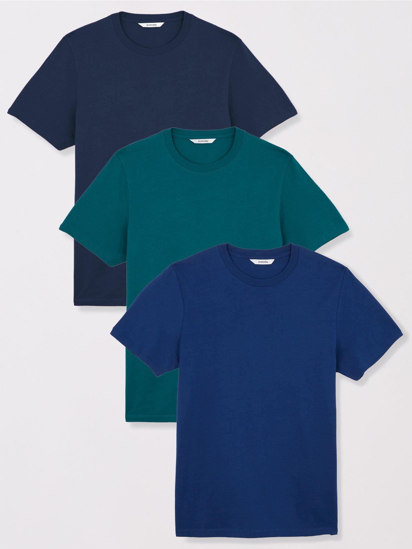 undefined 3 Pack Crew T-shirt - Teal/blue/navy