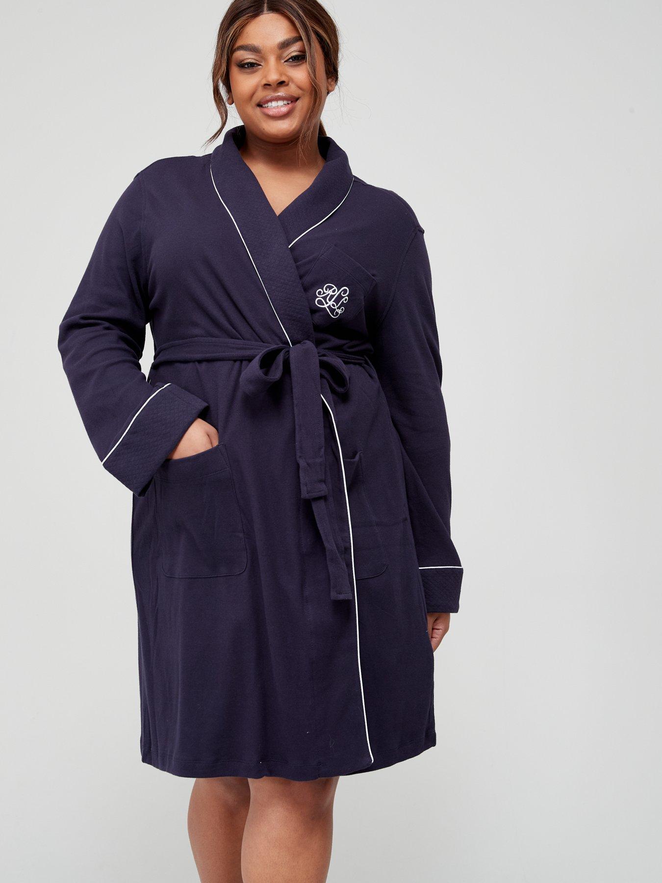 Lauren by Ralph Lauren Curve Quilted Collar Robe navy very