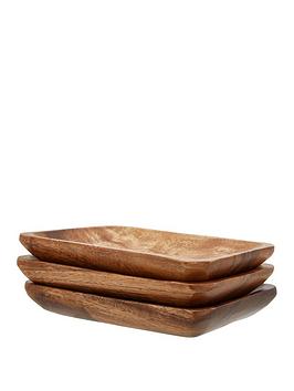 Product photograph of Premier Housewares Kora Acacia Wood Serving Dishes Ndash Set Of 3 from very.co.uk