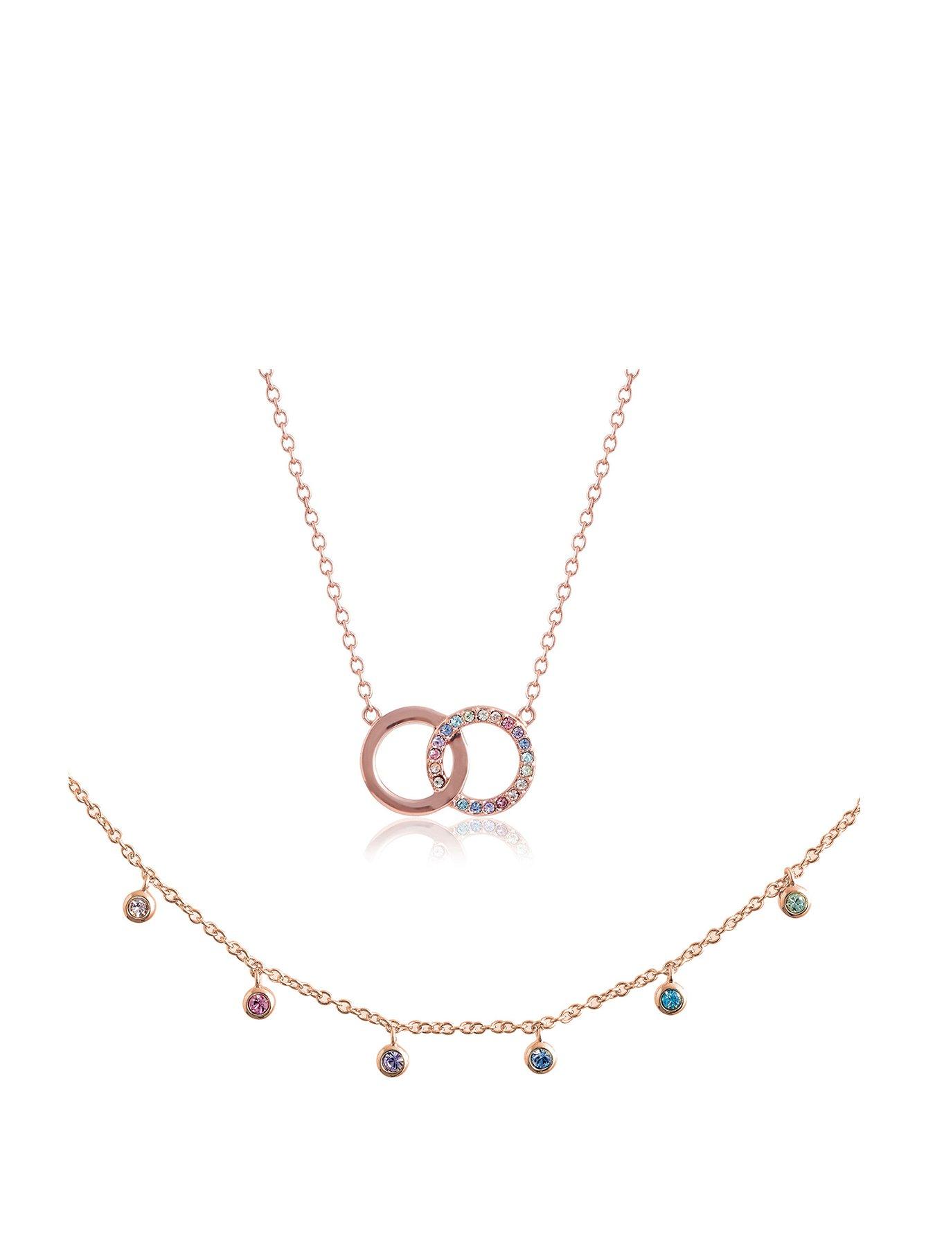 Product photograph of Olivia Burton Rainbow Rose Gold Choker Interlink Necklace Gift Set from very.co.uk