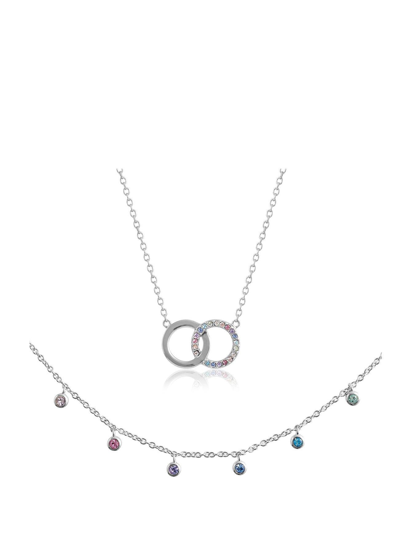 Product photograph of Olivia Burton Rainbow Silver Choker Interlink Necklace Gift Set from very.co.uk