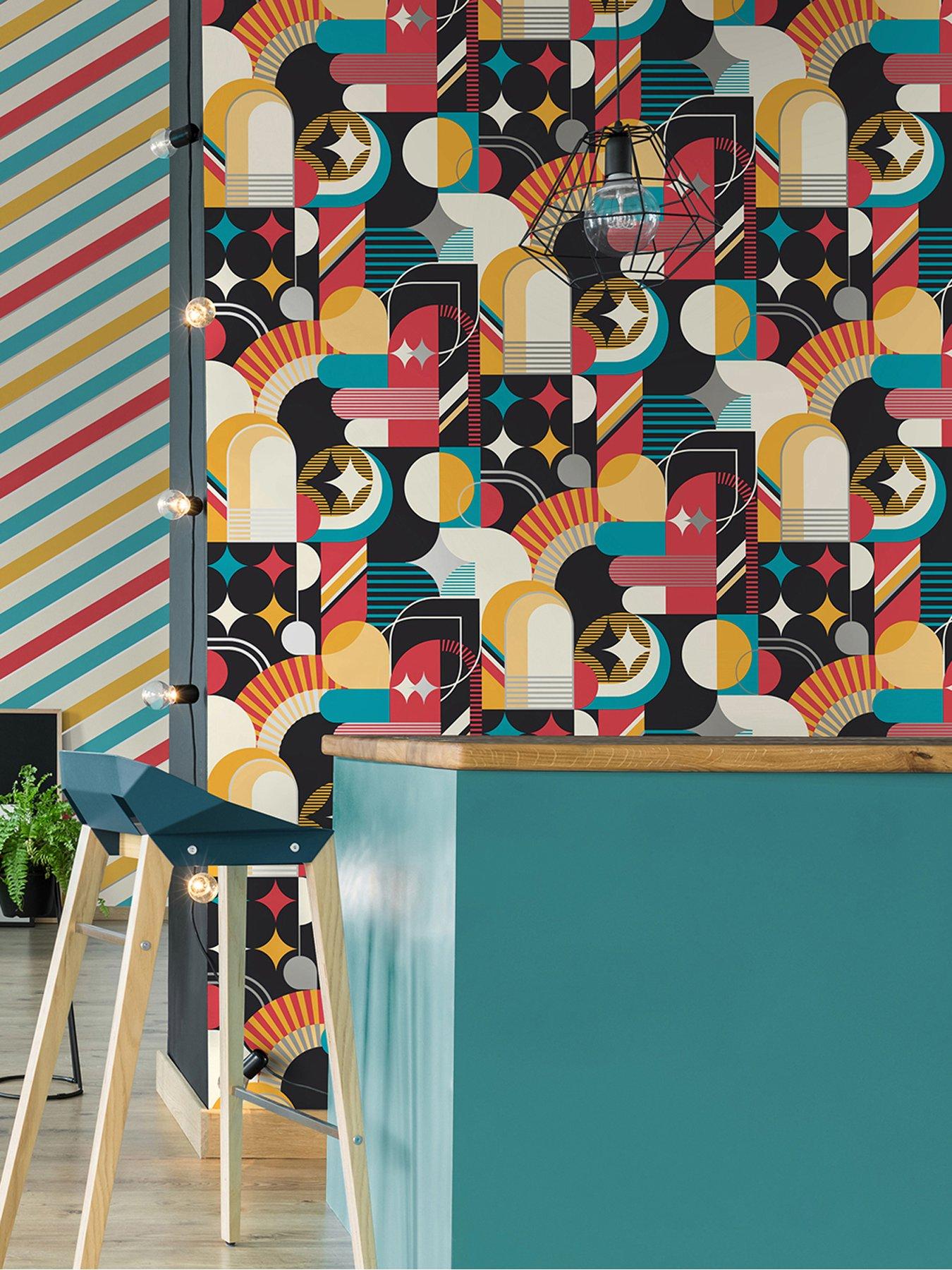 Product photograph of Muriva Carnival Geo Wallpaper from very.co.uk