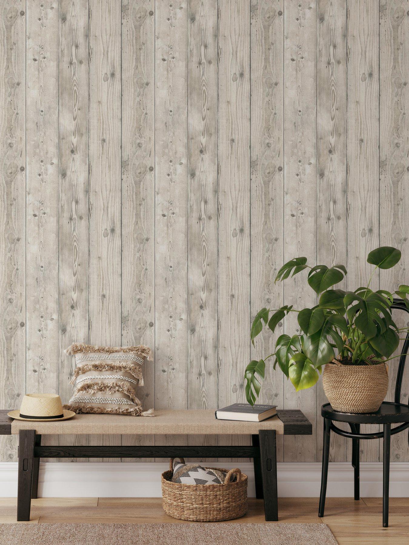 Product photograph of Muriva Timber Planks Wallpaper from very.co.uk