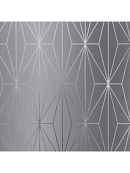Product photograph of Muriva Kayla Wallpaper - Charcoal And Silver from very.co.uk