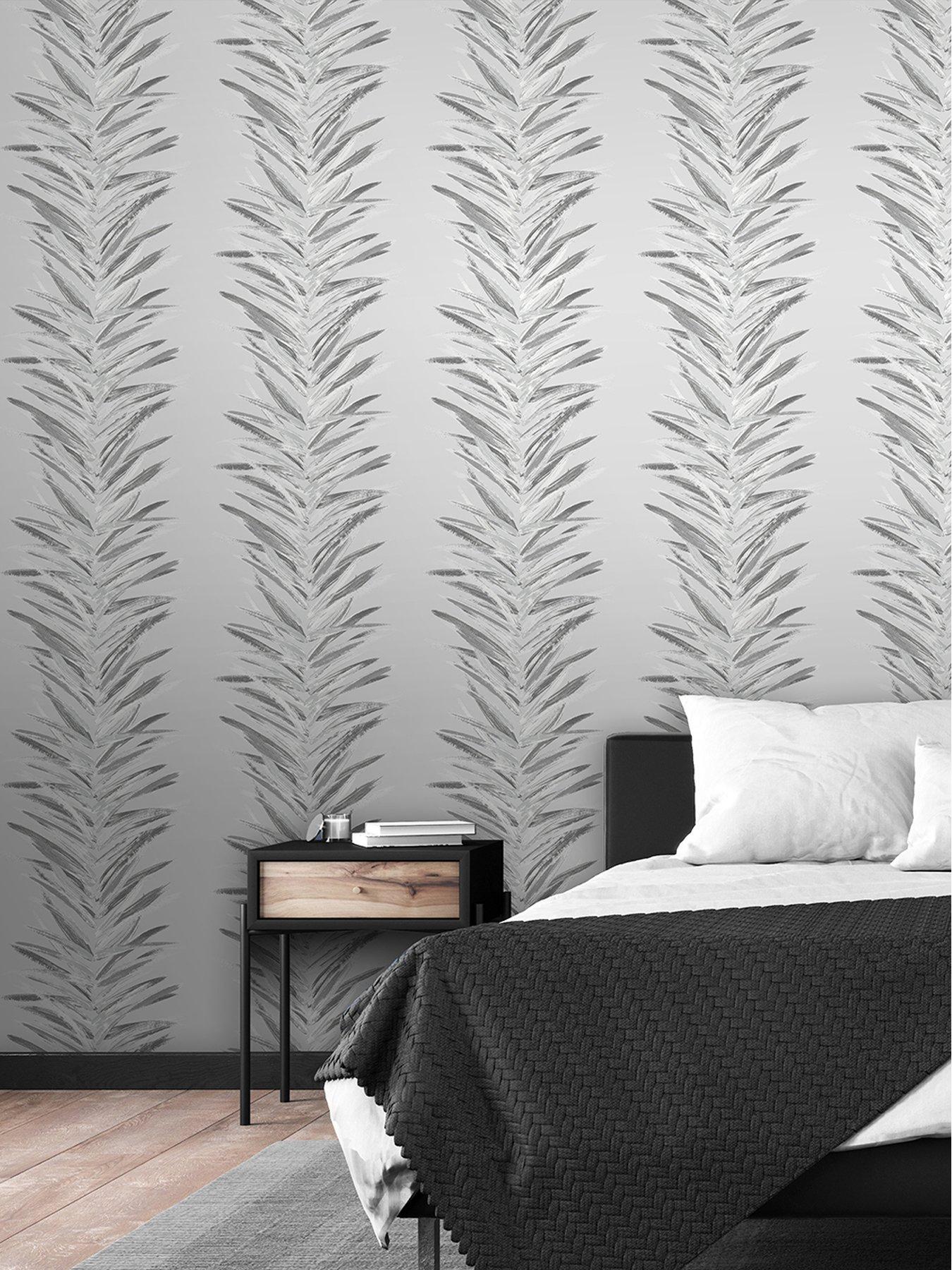 Foil Embossed Leaf Wallpaper in Silver - Wallpaper from I Love Wallpaper UK