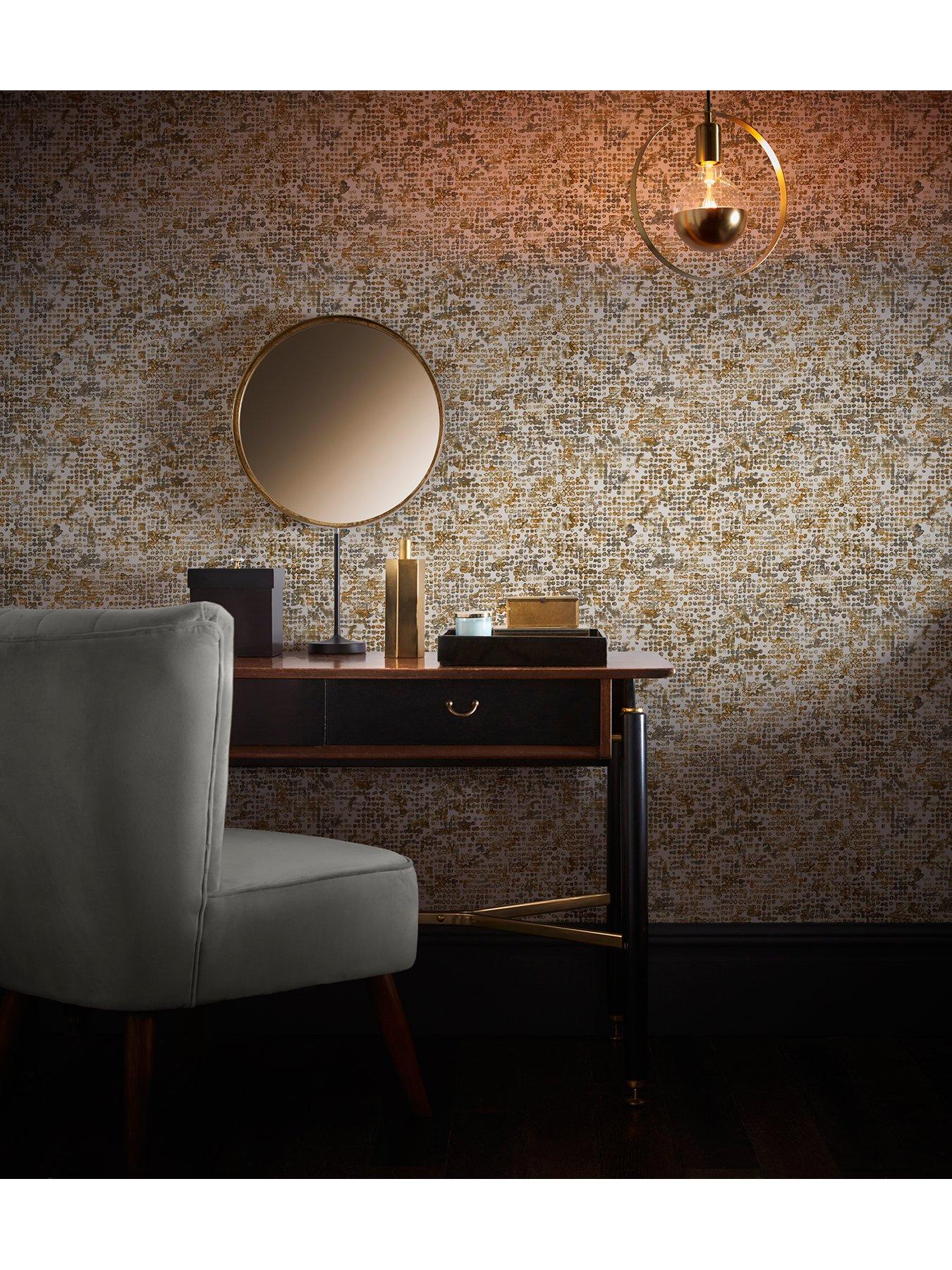Product photograph of Clarke Clarke Fusion Scintilla Wallpaper Ndash Ochre from very.co.uk