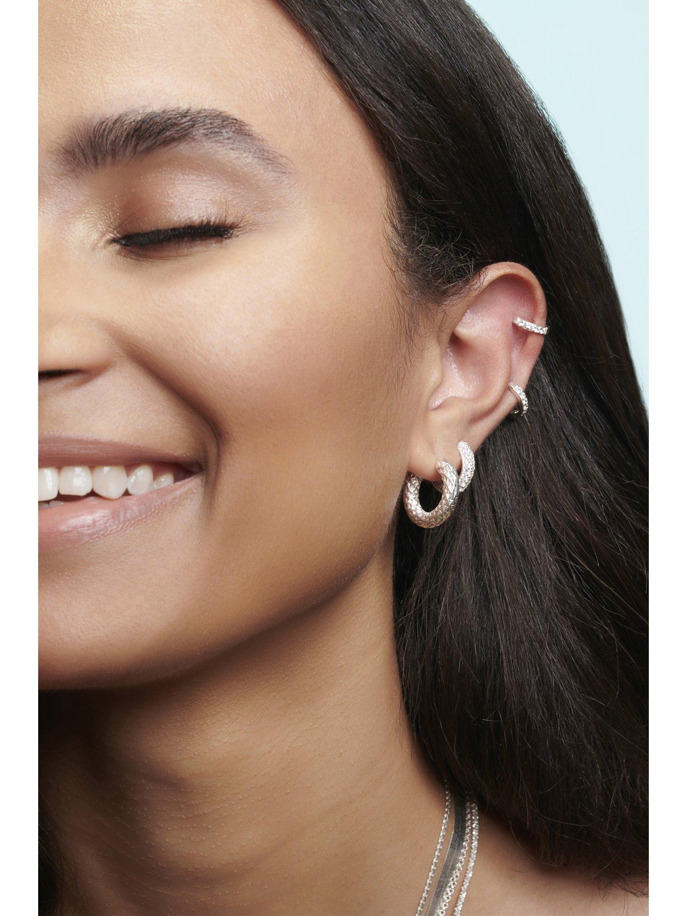 Image 2 of 3 of Simply Silver Sterling Silver 925 CZ Mini Hoop Earrings - 10mm&nbsp;