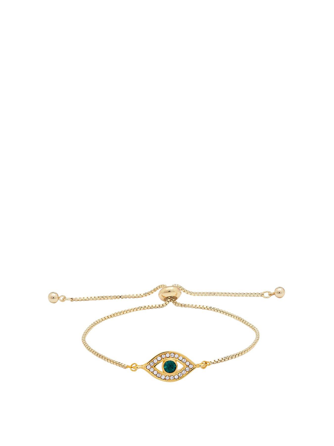 Product photograph of Jon Richard Radiance Collection Gold Plated Evil Eye Toggle Bracelet from very.co.uk