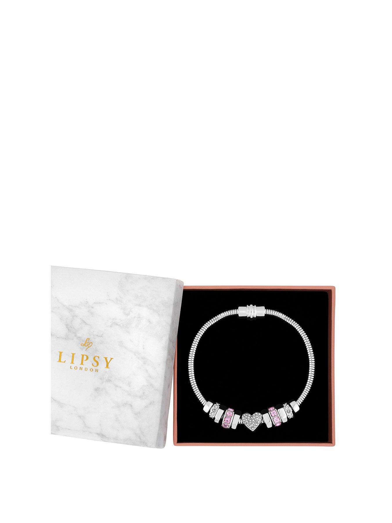 Image 1 of 2 of Lipsy Silver Heart Pink Magnetic Bracelet - Gift Boxed