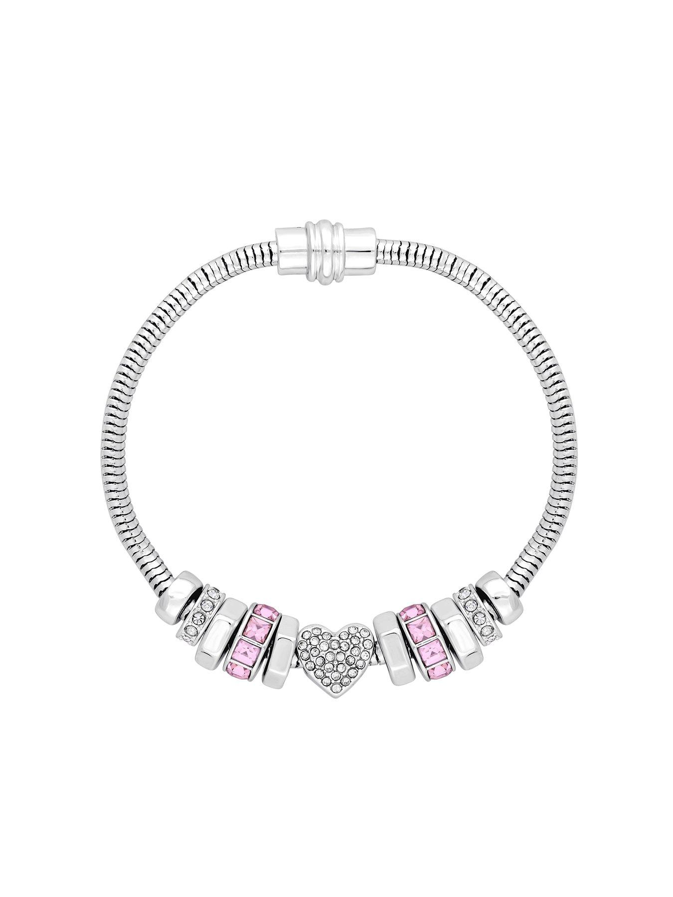 Image 2 of 2 of Lipsy Silver Heart Pink Magnetic Bracelet - Gift Boxed