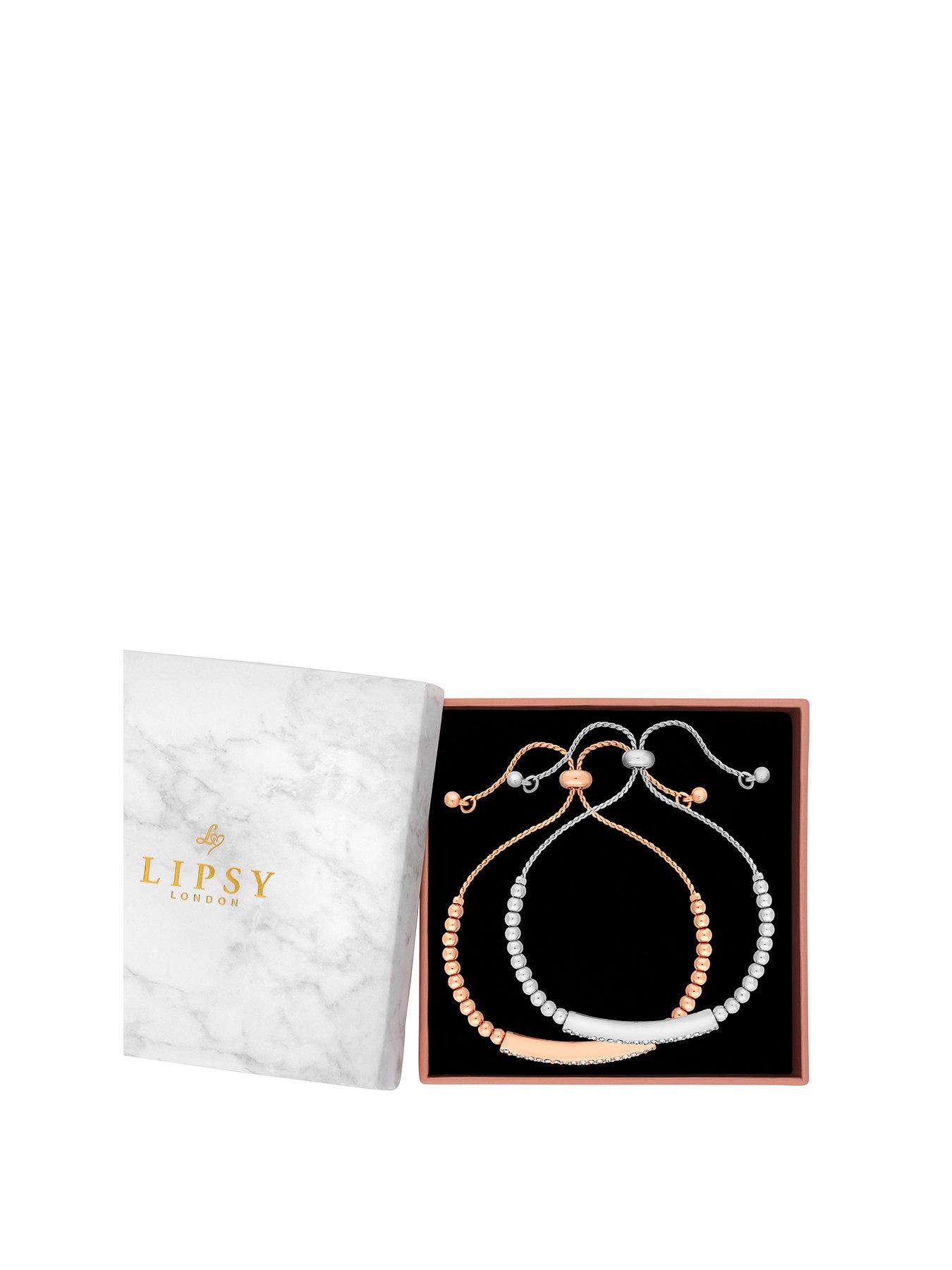 Product photograph of Lipsy Tri Tone Bar Toggle Bracelets 2 Pack - Gift Boxed from very.co.uk