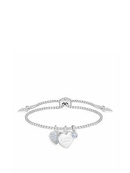 lipsy silver plated crystal heart charm toggle bracelet